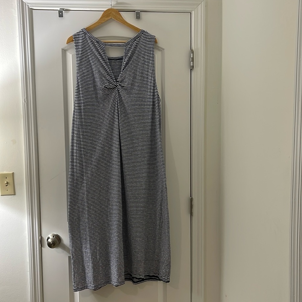 Talbots 3X Striped Cotton Twist-Back Shift Dress - Picture 2 of 8